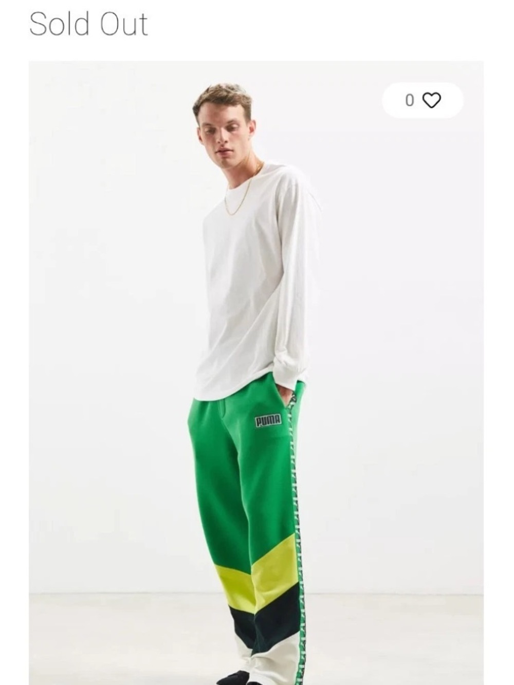 Puma Men’s Green & Yellow Colorblock Sweatpants xs